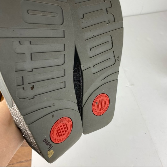 Fitflop Womens 11 Silver Lulu Shimmerlux Toe-Post Thong Wedge Sandal - Picture 5 of 6